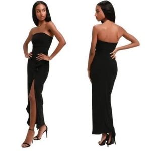 Lulu’s After Hours Strapless Ruffled Dress Sz L